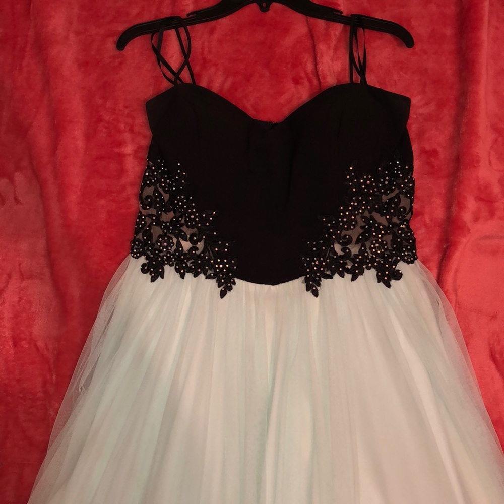 black and light blue prom dress!